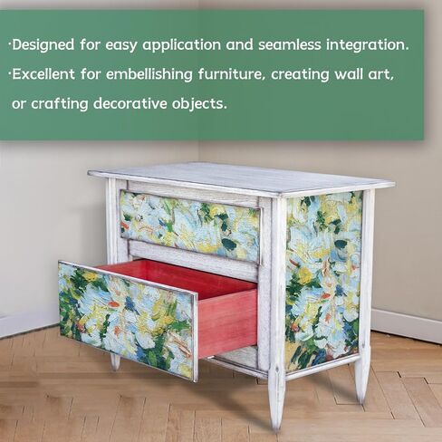 ورقة فلاورتلياس ورقة decoupage كبيرة للأثاث ، ورق الأنسجة المطبوعة الأزهار للأثاث ، أوراق الأرز الحرف DIY ، بلوم ليلي ، 16.53 '× 19.69' ' in Kuwait