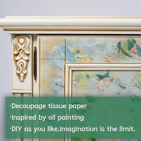 ورقة فلاورتلياس ورقة decoupage كبيرة للأثاث ، ورق الأنسجة المطبوعة الأزهار للأثاث ، أوراق الأرز الحرف DIY ، بلوم ليلي ، 16.53 '× 19.69' ' in Kuwait