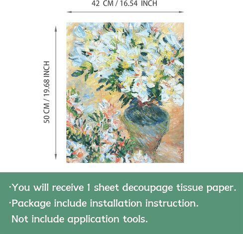 ورقة فلاورتلياس ورقة decoupage كبيرة للأثاث ، ورق الأنسجة المطبوعة الأزهار للأثاث ، أوراق الأرز الحرف DIY ، بلوم ليلي ، 16.53 '× 19.69' ' in Kuwait