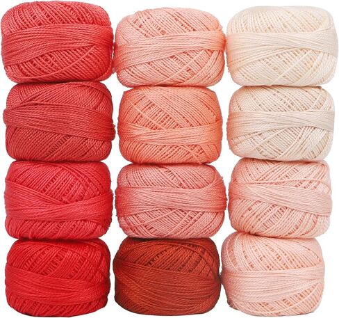 Size 8 Double Mercerized Egyptian Long Staple Cotton Pearl Thread 12 Gradient Colors per Box 5 Grams Ball Rainbow Color Embroidery Thread for Crochet Cross Stitch Hand Embroidery (12A) in Saudi Arabia