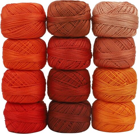 Size 8 Double Mercerized Egyptian Long Staple Cotton Pearl Thread 12 Gradient Colors per Box 5 Grams Ball Rainbow Color Embroidery Thread for Crochet Cross Stitch Hand Embroidery (12A) in Saudi Arabia