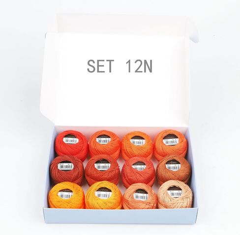 Size 8 Double Mercerized Egyptian Long Staple Cotton Pearl Thread 12 Gradient Colors per Box 5 Grams Ball Rainbow Color Embroidery Thread for Crochet Cross Stitch Hand Embroidery (12A) in Saudi Arabia