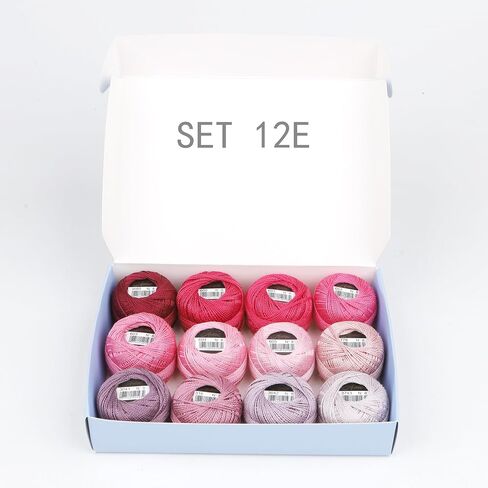 Size 8 Double Mercerized Egyptian Long Staple Cotton Pearl Thread 12 Gradient Colors per Box 5 Grams Ball Rainbow Color Embroidery Thread for Crochet Cross Stitch Hand Embroidery (12A) in Saudi Arabia