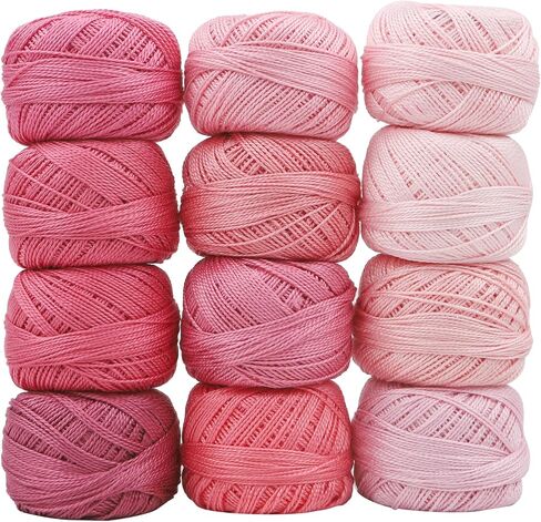 Size 8 Double Mercerized Egyptian Long Staple Cotton Pearl Thread 12 Gradient Colors per Box 5 Grams Ball Rainbow Color Embroidery Thread for Crochet Cross Stitch Hand Embroidery (12A) in Saudi Arabia
