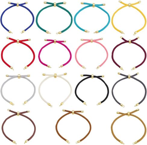 WADORN 15PCS NYLON TWIST CORD MATING 15 LONCE RINCE RINCHEDALE RINCHING RINCHENCERS BRASS SEDESTERS SLIDER BRACELTS 9 بوصة لسباق الصداقة DIY الإكسسوارات in Kuwait