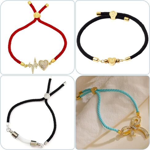 WADORN 15PCS NYLON TWIST CORD MATING 15 LONCE RINCE RINCHEDALE RINCHING RINCHENCERS BRASS SEDESTERS SLIDER BRACELTS 9 بوصة لسباق الصداقة DIY الإكسسوارات in Kuwait