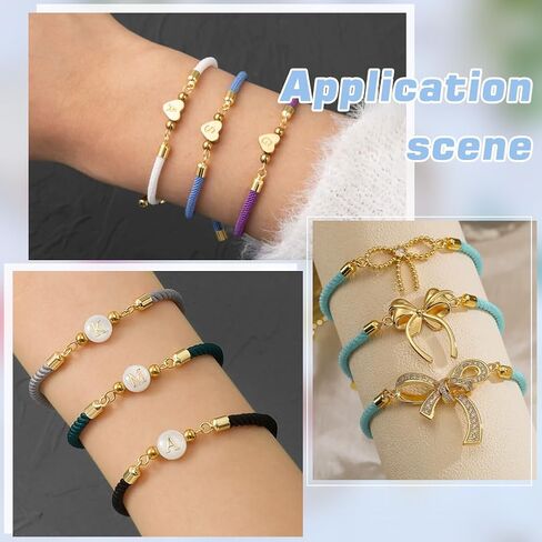 WADORN 15PCS NYLON TWIST CORD MATING 15 LONCE RINCE RINCHEDALE RINCHING RINCHENCERS BRASS SEDESTERS SLIDER BRACELTS 9 بوصة لسباق الصداقة DIY الإكسسوارات in Kuwait