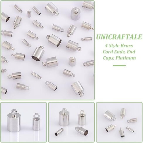 UniCraftale حوالي 200 ٪ 4 أحجام نهايات الحبل برميل نهايات عمود البلاتين نهايات 2-6 مم قطرها الداخلية الأطراف السلك المنهايات الطرف الطرف كبسولات حبة الموصل المجوهرات للأساور صنع المجوهرات in Kuwait