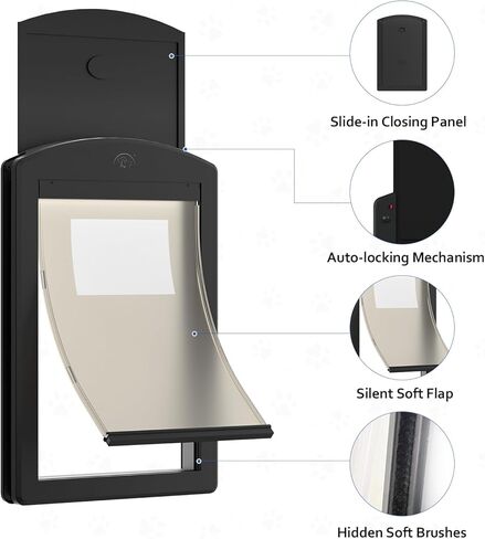 [Classicmacher] باب الكلب للكلاب الكبيرة ، باب إطار أبيض للكلاب A arge ، باب هزلي بلاستيكي قوي وحيوانات أليفة مع لوحة قفل انزلاق وغطاء ناعم مغناطيسي (كبير ، أبيض الحليب) in Kuwait