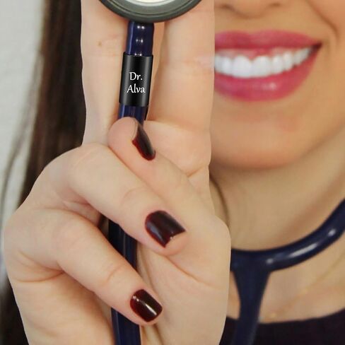 Personalized Stethoscope Name ID Tag -Handmade Stethoscope Name Tag, Stethoscope Charms Name Lable, Stethoscope Accessories, Customized Nurse Week Gift for Doctor, Medical Professional,20mm Black in Saudi Arabia