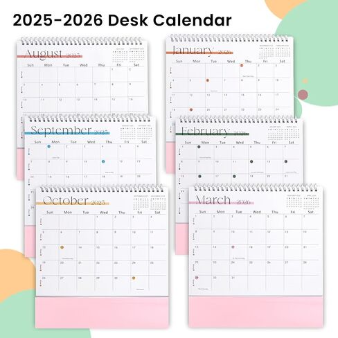 التقويم المكتبي 2025-2026 ، يوليو 2025 إلى ديسمبر 2026 18 شهرًا تقويم مكتب الوجه مع الملصقات ، تقويم سطح المكتب 10 "× 8" لمدرسة المكتب المنزلي ، الوردي in Kuwait
