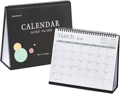 Desk Calendar 2025-2026,July 2025 to Dec 2026 18 Months Standing Flip Desk Calendar with Stickers,10" x 8" Desktop Calendar for Home Office School,Pink in Saudi Arabia