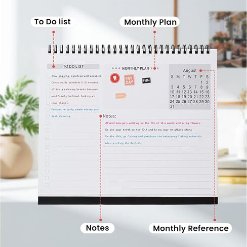 Desk Calendar 2025-2026,July 2025 to Dec 2026 18 Months Standing Flip Desk Calendar with Stickers,10" x 8" Desktop Calendar for Home Office School,Pink in Saudi Arabia