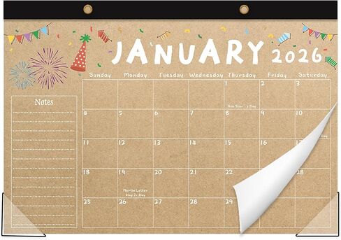 Desk Calendar 2026-2027, 18-Month 17" x 12" Wall/Desk Planner, Jan 2026 – Jun 2027, Thick Paper, Corner Protectors, Hanging Rope, Perfect for Office, School, Home in Saudi Arabia