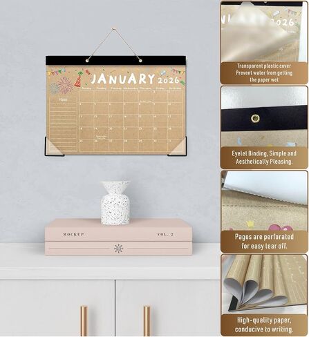 Desk Calendar 2026-2027, 18-Month 17" x 12" Wall/Desk Planner, Jan 2026 – Jun 2027, Thick Paper, Corner Protectors, Hanging Rope, Perfect for Office, School, Home in Saudi Arabia