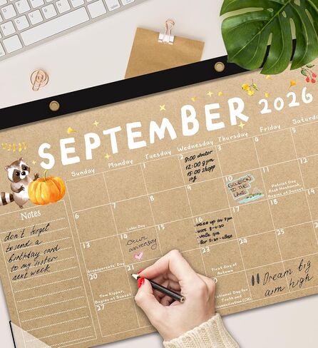 Desk Calendar 2026-2027, 18-Month 17" x 12" Wall/Desk Planner, Jan 2026 – Jun 2027, Thick Paper, Corner Protectors, Hanging Rope, Perfect for Office, School, Home in Saudi Arabia