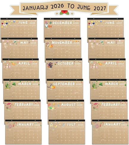 Desk Calendar 2026-2027, 18-Month 17" x 12" Wall/Desk Planner, Jan 2026 – Jun 2027, Thick Paper, Corner Protectors, Hanging Rope, Perfect for Office, School, Home in Saudi Arabia