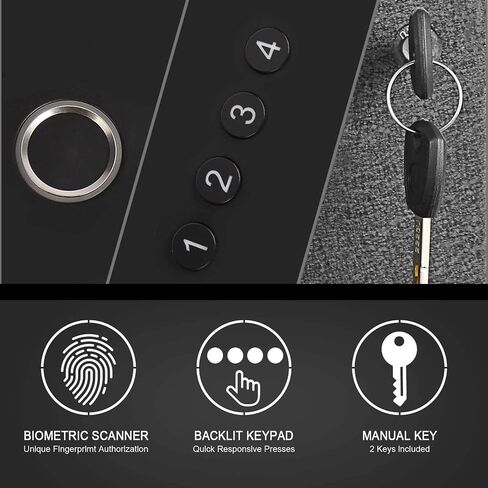 مسدس مسدس منزلق Biometric آمن للمطاطس ، المكتب ، جانب السرير ، شاحنة - مدفع يدوي الباب المنزلق الآلي آمن لبصمة المسدس ، رمز التعريف الشخصي ، الوصول إلى المفتاح in Kuwait