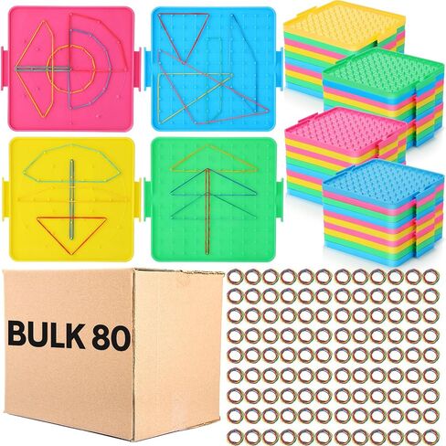 40 حزمة 6.3 بوصة مزدوجة الجوانب Geoboard الرياضيات المناورات الهندسة البلاستيكية المناورات Geoboards الرياضية مع الأربطة المطاطية لعبة تعليمية رسومية للإبداع تعلم الهندسة in Saudi Arabia