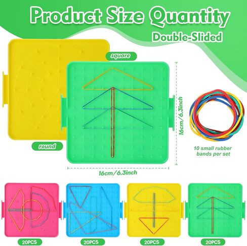 40 حزمة 6.3 بوصة مزدوجة الجوانب Geoboard الرياضيات المناورات الهندسة البلاستيكية المناورات Geoboards الرياضية مع الأربطة المطاطية لعبة تعليمية رسومية للإبداع تعلم الهندسة in Saudi Arabia