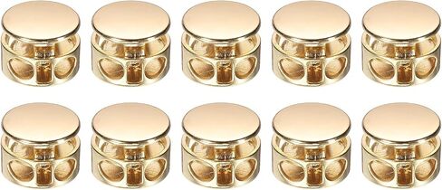 uxcell 10Pcs Double Hole Cord Locks, 4mm Round Metal Spring Toggle Stopper Clip for Shoelaces Drawstrings Paracord, Gold in Saudi Arabia