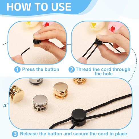 uxcell 10Pcs Double Hole Cord Locks, 4mm Round Metal Spring Toggle Stopper Clip for Shoelaces Drawstrings Paracord, Gold in Saudi Arabia