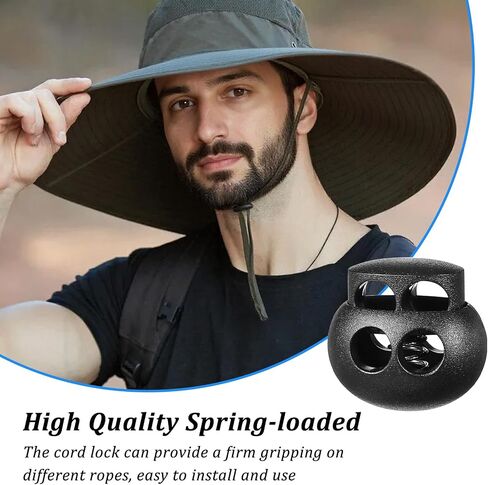 40 pcs Black Plastic Spring Cord Lock Double Hole Round Ball Fastener Lock End Toggle Stopper Elastic Cord Adjuster for Drawstring Lanyard Paracord Elastic Bungee Shock Rope Shoelace Tie in Saudi Arabia