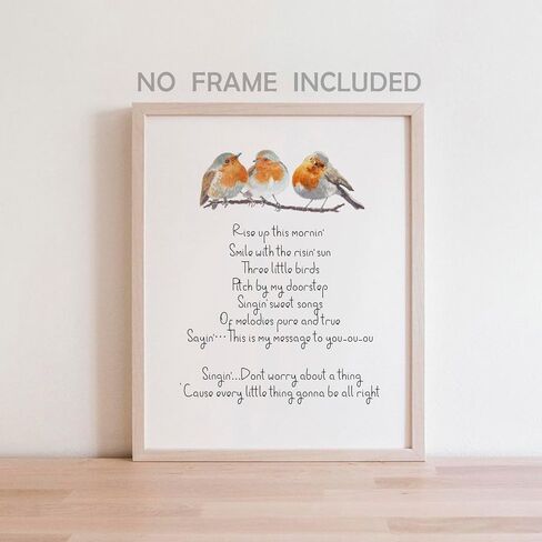 Watercolor Birds Inspirational Quote Art Print, Every Little Thing is Gonna Be Alright Wall Art, Nursery Decor, Kids Room Wall Art, Three Little Birds Wall Decor Aesthetic for Living Room Bedroom in Saudi Arabia