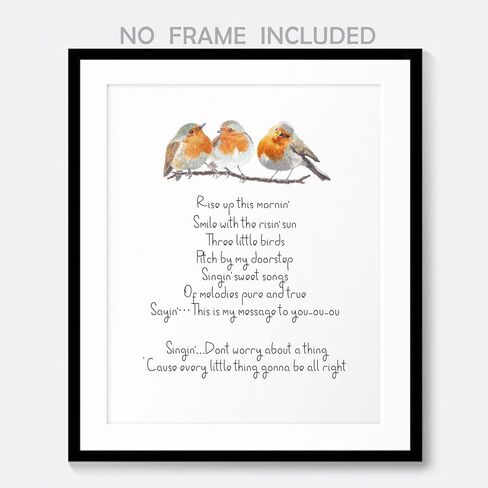 Watercolor Birds Inspirational Quote Art Print, Every Little Thing is Gonna Be Alright Wall Art, Nursery Decor, Kids Room Wall Art, Three Little Birds Wall Decor Aesthetic for Living Room Bedroom in Saudi Arabia