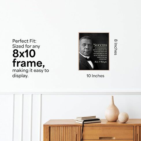 Booker T. Washington Inspirational Quote Wall Art "Success reacted" | 8x10 أبيض وأسود صورة تحفيزية طباعة | ديكور النجاح والقيادة للمنزل ، المكتب والمكتبة | ملصق التاريخ غير المؤلف in Saudi Arabia