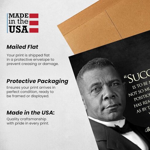 Booker T. Washington Inspirational Quote Wall Art "Success reacted" | 8x10 أبيض وأسود صورة تحفيزية طباعة | ديكور النجاح والقيادة للمنزل ، المكتب والمكتبة | ملصق التاريخ غير المؤلف in Saudi Arabia