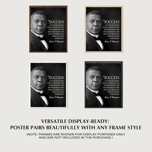 Booker T. Washington Inspirational Quote Wall Art "Success reacted" | 8x10 أبيض وأسود صورة تحفيزية طباعة | ديكور النجاح والقيادة للمنزل ، المكتب والمكتبة | ملصق التاريخ غير المؤلف in Saudi Arabia