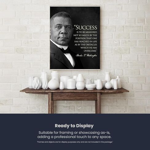Booker T. Washington Inspirational Quote Wall Art "Success reacted" | 8x10 أبيض وأسود صورة تحفيزية طباعة | ديكور النجاح والقيادة للمنزل ، المكتب والمكتبة | ملصق التاريخ غير المؤلف in Saudi Arabia