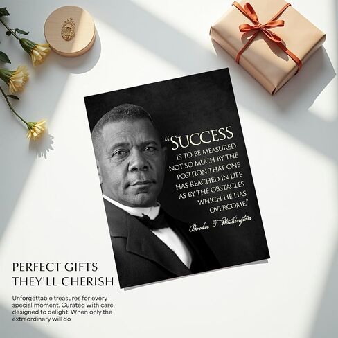 Booker T. Washington Inspirational Quote Wall Art "Success reacted" | 8x10 أبيض وأسود صورة تحفيزية طباعة | ديكور النجاح والقيادة للمنزل ، المكتب والمكتبة | ملصق التاريخ غير المؤلف in Saudi Arabia