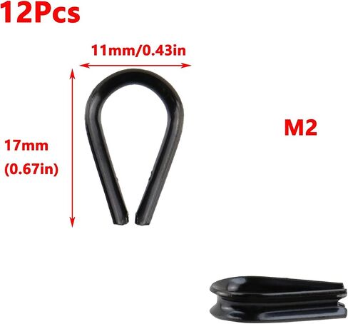 Antrader M4 Stainless Steel Thimble for 5/32" Diameter Wire Rope Cable Thimbles Rigging,12 Pack (Black) in Saudi Arabia