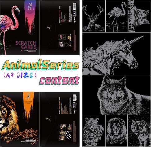 DESINIK Rainbow Scratch Painting Art for Adults & Kids -Scratch Painting Foil Art for Adults & Kids, Scratchboard Kit(A4) with 4 Tools & 8 Sheets, Creative Gift Idea for Holidays(America&Europe) in Kuwait