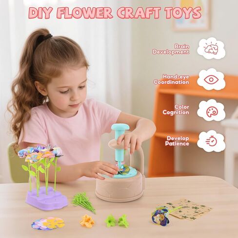 Lufstd DIY Fabric Flower Bouquets Toys for Kids, Creativity-Boosting Handmade Art Set, Flower Making Kit for Kids with Easy-Assemble Components for Family STEM Activities Ages 3-12 in Saudi Arabia