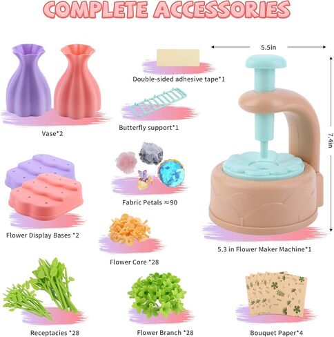 Lufstd DIY Fabric Flower Bouquets Toys for Kids, Creativity-Boosting Handmade Art Set, Flower Making Kit for Kids with Easy-Assemble Components for Family STEM Activities Ages 3-12 in Saudi Arabia
