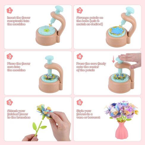 Lufstd DIY Fabric Flower Bouquets Toys for Kids, Creativity-Boosting Handmade Art Set, Flower Making Kit for Kids with Easy-Assemble Components for Family STEM Activities Ages 3-12 in Saudi Arabia
