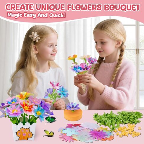 ألعاب Dolwenqi Fabric Flower Toys ولعب الفنون والحرف DIY للأطفال الذين تتراوح أعمارهم بين 4 و 8 سنوات ، والزهور التي تصنع لعبة تعليمية للطفل والأطفال ، هدية عيد ميلاد عيد الميلاد لـ 4 5 6 7 7 8 سنوات من الفتيات in Kuwait