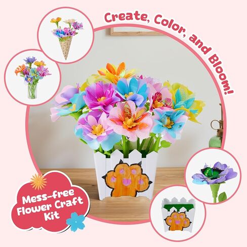 ألعاب Dolwenqi Fabric Flower Toys ولعب الفنون والحرف DIY للأطفال الذين تتراوح أعمارهم بين 4 و 8 سنوات ، والزهور التي تصنع لعبة تعليمية للطفل والأطفال ، هدية عيد ميلاد عيد الميلاد لـ 4 5 6 7 7 8 سنوات من الفتيات in Kuwait