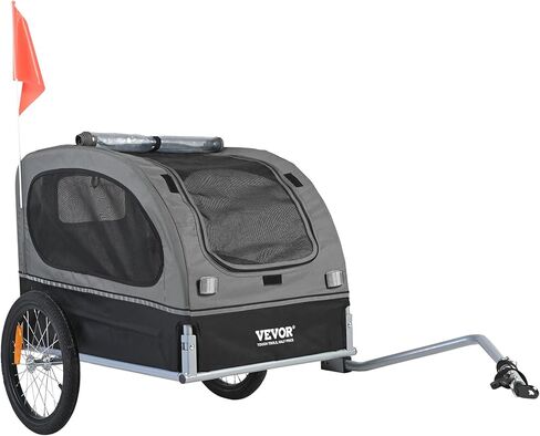 VEVOR Dog Bike Trailer, Supports up to 88 lbs, Pet Cart Bicycle Carrier, Easy Folding Frame with Quick Release Wheels, Universal Bicycle Coupler, Reflectors, Flag, Collapsible to Store in Saudi Arabia