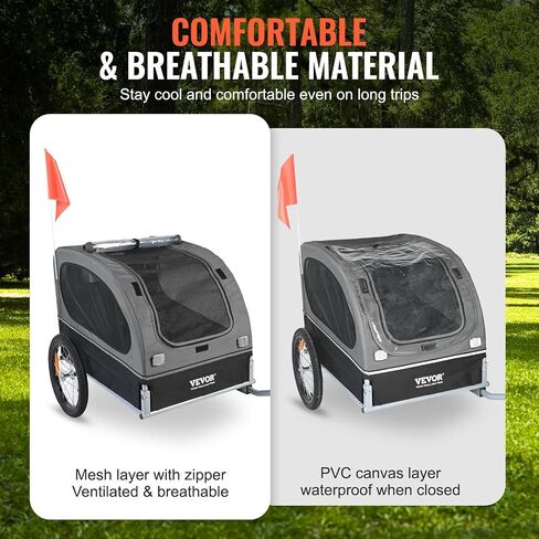 VEVOR Dog Bike Trailer, Supports up to 88 lbs, Pet Cart Bicycle Carrier, Easy Folding Frame with Quick Release Wheels, Universal Bicycle Coupler, Reflectors, Flag, Collapsible to Store in Saudi Arabia