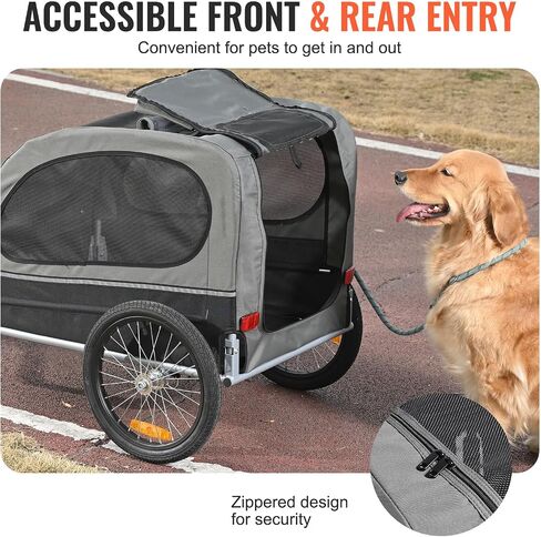 VEVOR Dog Bike Trailer, Supports up to 88 lbs, Pet Cart Bicycle Carrier, Easy Folding Frame with Quick Release Wheels, Universal Bicycle Coupler, Reflectors, Flag, Collapsible to Store in Saudi Arabia