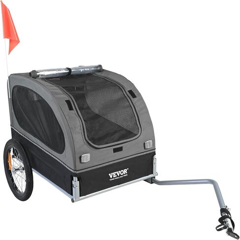 VEVOR Dog Bike Trailer, Supports up to 88 lbs, Pet Cart Bicycle Carrier, Easy Folding Frame with Quick Release Wheels, Universal Bicycle Coupler, Reflectors, Flag, Collapsible to Store in Saudi Arabia
