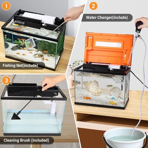 hygger Smart Aquarium Starter Kit, Glass Fish Tank with 24/7 Mode Light, Heater, Water Pump, Filter Media, Auto Feeder,Water Changer, Cleaning Tool, Fishing Net,Timer Automatic Switch (10 Gallon) in Saudi Arabia