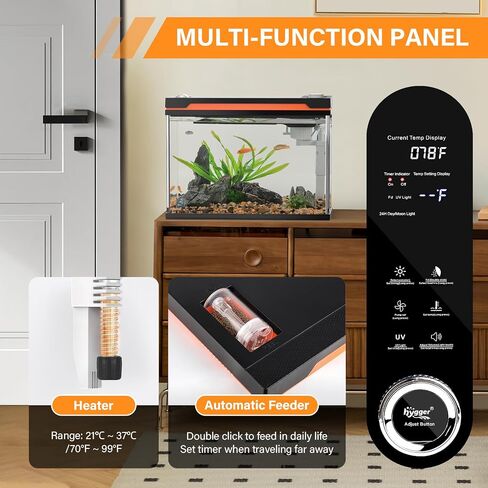 hygger Smart Aquarium Starter Kit, Glass Fish Tank with 24/7 Mode Light, Heater, Water Pump, Filter Media, Auto Feeder,Water Changer, Cleaning Tool, Fishing Net,Timer Automatic Switch (10 Gallon) in Saudi Arabia