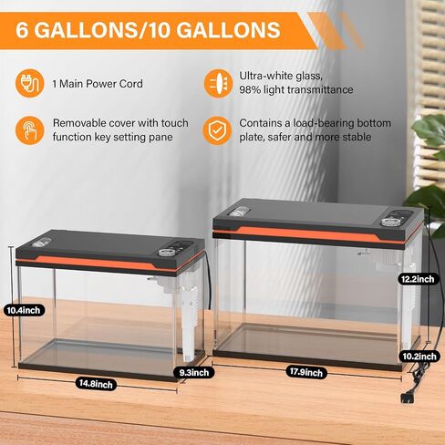 hygger Smart Aquarium Starter Kit, Glass Fish Tank with 24/7 Mode Light, Heater, Water Pump, Filter Media, Auto Feeder,Water Changer, Cleaning Tool, Fishing Net,Timer Automatic Switch (10 Gallon) in Saudi Arabia