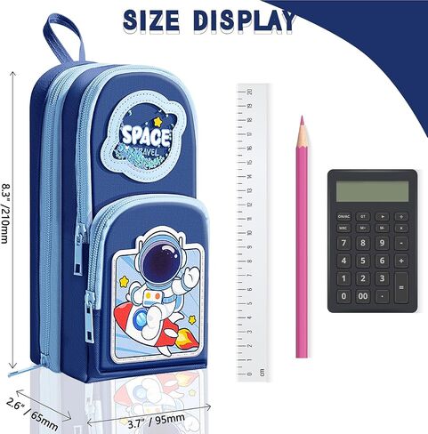 Blue Pency Pencil Case for Boys & Large Shippered Pen Pouch Organizer With Design Design Kids Kids School Supplies Canvas Marker Bag Bag Back to School Gift for Boys (Blue) in Kuwait