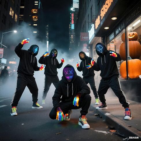 3 حزمة Halloween LED Mask مع استشعار الإيماءات ، والضوء الملون قفازات الهيكل العظمي وأرباح توهج لملحقات الأزياء Cosplay Cosplay Assume in Saudi Arabia